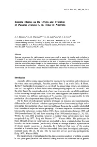 Isozyme Studies on the Origin and Evolution of Puccinia Graminis F