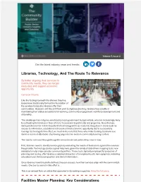 Libraries, Technology, and the Route to Relevance Facilities Master