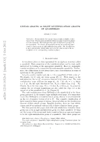 LINEAR GROUPS AS RIGHT MULTIPLICATION GROUPS of QUASIFIELDS 3 Group T (Π) of Translations