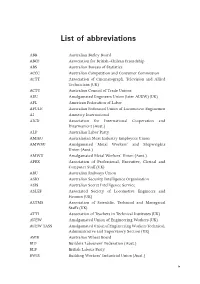 List of Abbreviations