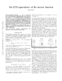 On CCZ-Equivalence of the Inverse Function