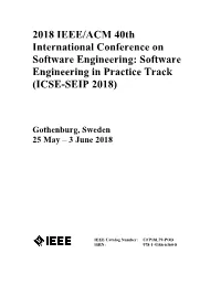 Software Engineering in Practice Track (ICSE-SEIP 2018)