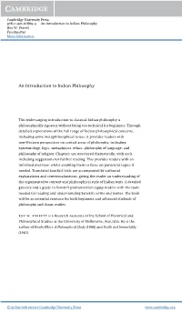 An Introduction to Indian Philosophy Roy W
