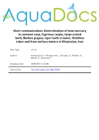 Determination of Total Mercury in Common Carp, Cyprinus Carpio
