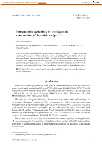 Infraspecific Variability in the Flavonoid Composition of Artemisia Vulgaris L
