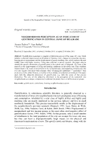 Neighborhood Perception As an Indicator of Gentrification in Central Zone of Belgrade