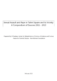 Sexual Assault and Rape in Tahrir Square and Its Vicinity: a Compendium of Sources 2011 - 2013