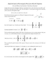 Simple Derivation of Electromagnetic Waves from Maxwell's Equations