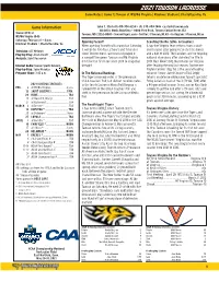 2021 TOWSON LACROSSE Game Notes | Game 1 | Towson at #5/#6 Virginia | Klöckner Stadium | Charlottesville, Va