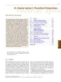 25. Musical Syntax I: Theoretical Perspectives