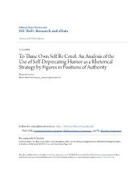 An Analysis of the Use of Self-Deprecating Humor As a Rhetorical Strategy by Figures in Positions Of