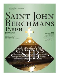 June 21, 2015 Twelfth Sunday in Ordinary Time Father's