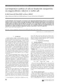 Low-Temperature Synthesis of Calcium Hexaboride Nanoparticles Via Magnesiothermic Reduction in Molten Salt