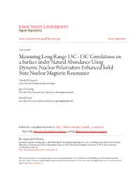 Measuring Long-Range 13C–13C Correlations on a Surface Under