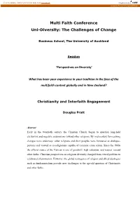 Multi Faith Conference Uni-Diversity: the Challenges of Change