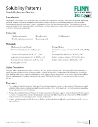 Solubility Patterns Double Replacement Reactions SCIENTIFIC