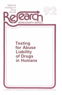 Testing for Abuse Liability of Drugs in Humans