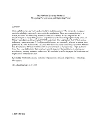 The Platform Economy Matures: Measuring Pervasiveness and Exploring Power Abstract