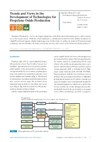 Trends and Views in the Development of Technologies for Propylene Oxide Production