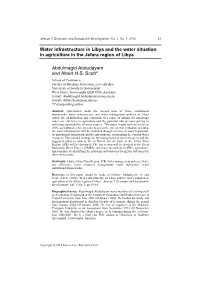 Water Infrastructure in Libya and the Water Situation in Agriculture in the Jefara Region of Libya