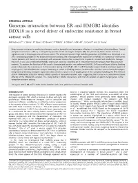 Genomic Interaction Between ER and HMGB2 Identifies DDX18 As A