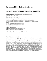 Letter of Interest the US Extremely Large Telescope Program