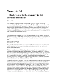 Mercury in Fish – Background to the Mercury in Fish Advisory Statement