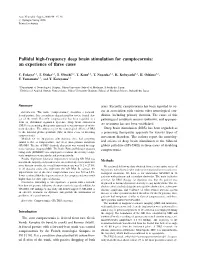 Pallidal High-Frequency Deep Brain Stimulation for Camptocormia: an Experience of Three Cases