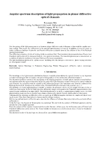 Angular Spectrum Description of Light Propagation in Planar Diffractive Optical Elements