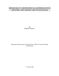 Democracy and Political Governance in Lesotho: Key Issues and Challenges