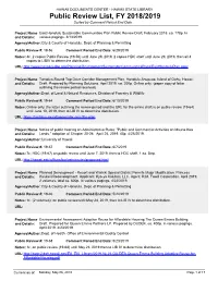 Public Review List, FY 2018/2019 Sorted by Comment Period End Date