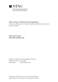 Security in Cloud Computing a Security Assessment of Cloud Computing Providers for an Online Receipt Storage