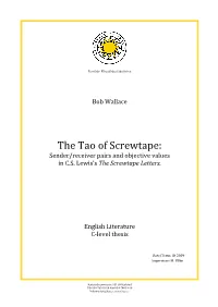 The Tao of Screwtape: Sender/Receiver Pairs and Objective Values in C.S