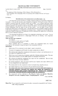 Assignments in Each Subject/Paper.- Reg