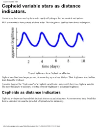Cepheid Variable Stars Cepheid Variable Stars As Distance Indicators