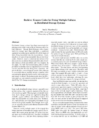 Erasure Codes for Fixing Multiple Failures in Distributed Storage Systems