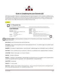 Guide to Completing the Loan Estimate (LE)