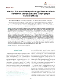 Infection Status with Metagonimus Spp. Metacercariae in Fishes from Seomjin-Gang and Tamjin-Gang in Republic of Korea