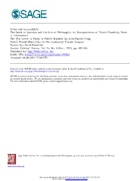 Irony and Accessibility the Death of Socrates and the Life of Philosophy: an Interpretation of Plato's Phaedo by Peter J