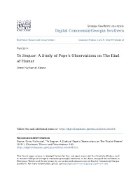 Te Sequor: a Study of Pope's Observations on the Iliad of Homer