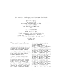 A Complete Bibliography of ECMA Standards