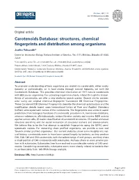 Carotenoids Database: Structures, Chemical Fingerprints and Distribution Among Organisms Junko Yabuzaki*