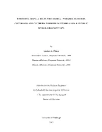 Emotional Display Rules for Clerical Workers, Teachers