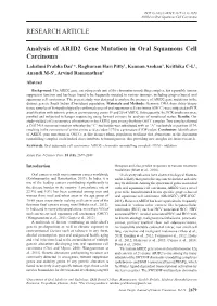 RESEARCH ARTICLE Analysis of ARID2 Gene Mutation in Oral