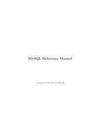 Mysql Reference Manual
