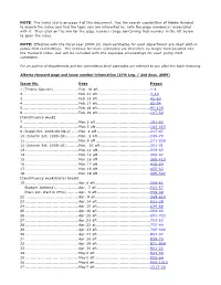 NOTE: the Index Starts on Page 4 of This Document. Use the Search Capabilities of Adobe Acrobat to Search the Index and Find