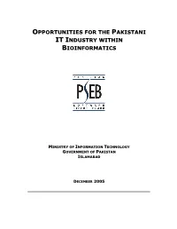Opportunities for Pakistani IT Industry Within Bioinformatics