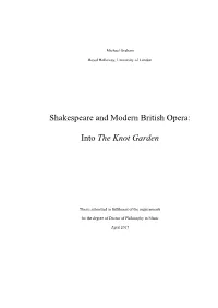 Shakespeare and Modern British Opera: Into the Knot Garden