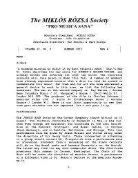 The MIKLÓS RÓZSA Society “PRO MUSICA SANA”