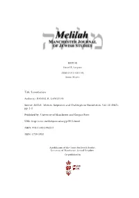 Title: Introduction Author(S): DANIEL R. LANGTON Source: Melilah: Atheism, Scepticism and Challenges to Monotheism, Vol. 12 (201
